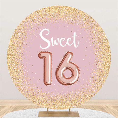 Toile de fond de fête d'anniversaire Sweet 16e rose paillettes d'or