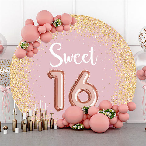 Toile de fond de fête d'anniversaire Sweet 16e rose paillettes d'or