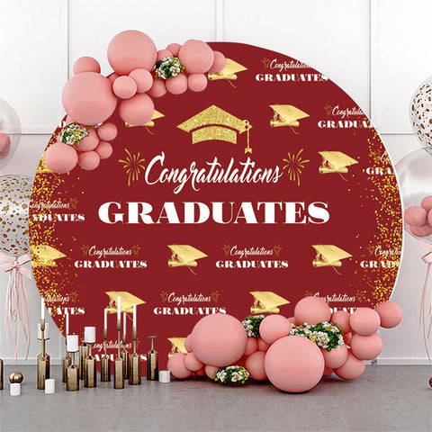 Couverture de fond de graduation ronde rouge scintillant d'or