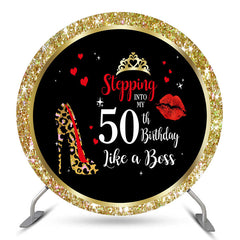 Toile de fond ronde du 50e anniversaire de paillettes d'or pour les femmes