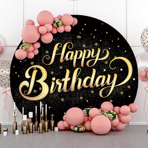 Backdorp noir rond de paillettes d'or pour le joyeux anniversaire
