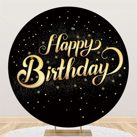 Backdorp noir rond de paillettes d'or pour le joyeux anniversaire