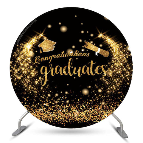 Couverture de toile de fond ronde Félicitations Grad Gold Glitter