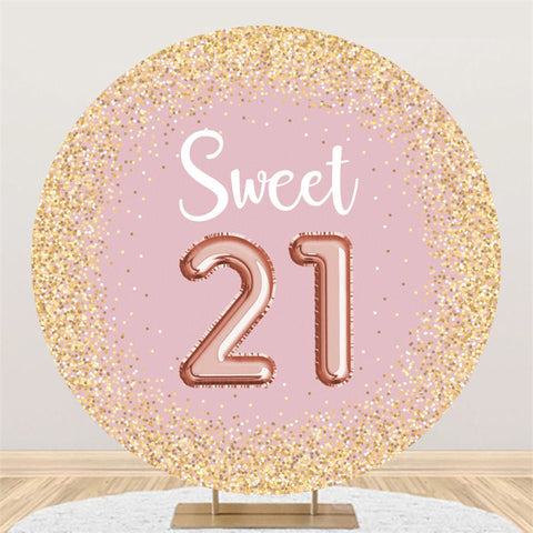 Taches de paillettes d'or rond rose 21e anniversaire toile de fond