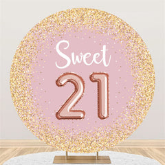 Taches de paillettes d'or rond rose 21e anniversaire toile de fond