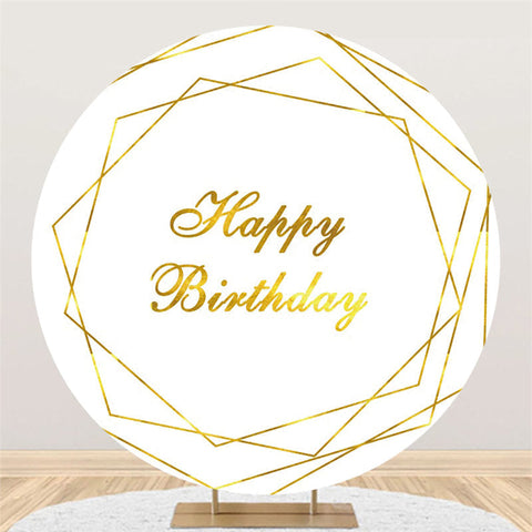 Lignes d'or autour de fond blanc pour joyeux anniversaire