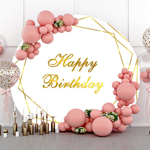Lignes d'or autour de fond blanc pour joyeux anniversaire