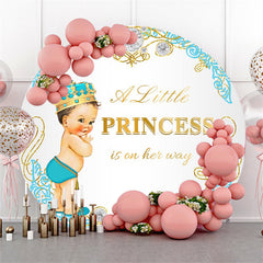 La petite princesse dorée est sur le chemin de la toile de fond de la douche de bébé