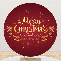 Or joyeux noël et nouvel an fond rond rouge