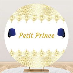 Toile de fond ronde blanche pour fête prénatale Petit Prince doré