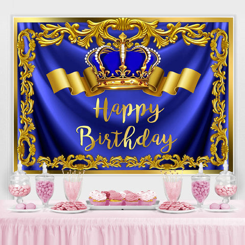 Or Royal Bule Joyeux Anniversaire Couronne Toile de Fond pour Hommes