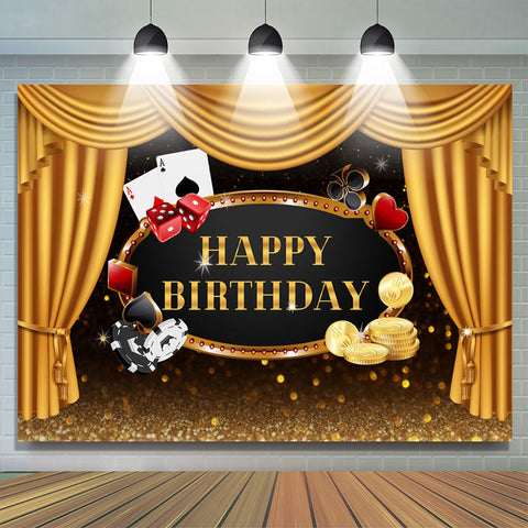 Rideau de sc¨¨ne dor¨¦ Happy Birhtday Glitter Bokeh Backdrop