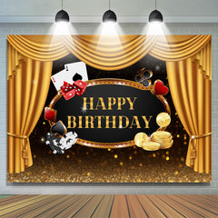 Rideau de sc¨¨ne dor¨¦ Happy Birhtday Glitter Bokeh Backdrop