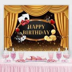 Rideau de sc¨¨ne dor¨¦ Happy Birhtday Glitter Bokeh Backdrop