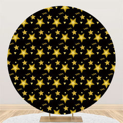 Toile de fond ronde noire d'étoile d'or pour la fête de joyeux anniversaire