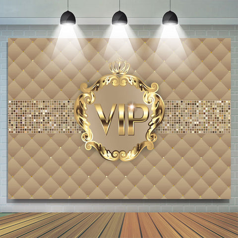 Gold Vip avec toile de fond de fête d'anniversaire couronne pour femme