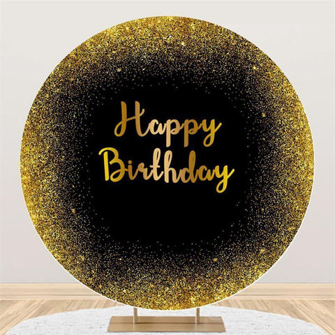 Fond De Joyeux Anniversaire Rond De Paillettes Dorées Et Noires