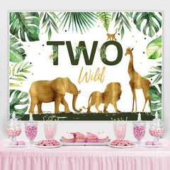 Safaris dorés et verts Joyeux 2ème anniversaire Toile de fond