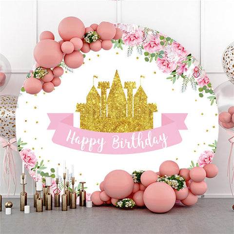 Golden Castle Rose Fleur Cirlce Joyeux Anniversaire Toile de Fond