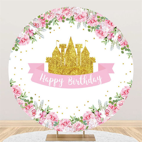 Golden Castle Rose Fleur Cirlce Joyeux Anniversaire Toile de Fond