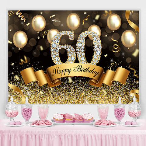 Golden Glitter 60e Ballons Bokeh Anniversaire Toile de Fond