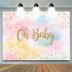 Toile de fond de douche de bébé nuage ciel paillettes dorées