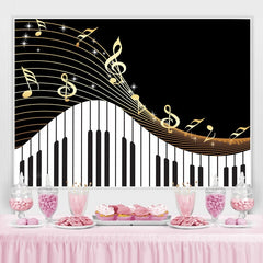 Fond de thème de clavier de piano de notes de musique d'or