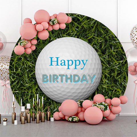 Balle de Golf Vert Herbe Joyeux Anniversaire Toile de Fond Ronde