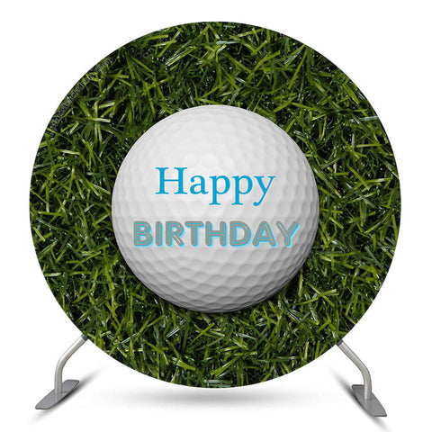 Balle de Golf Vert Herbe Joyeux Anniversaire Toile de Fond Ronde