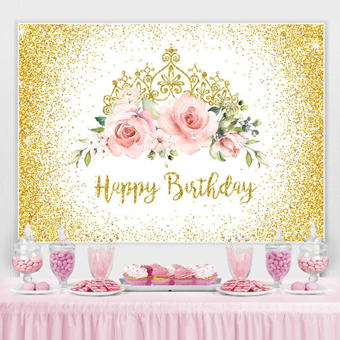 Superbes couronnes et roses Glod Bokeh anniversaire toile de fond