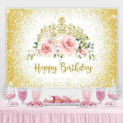 Superbes couronnes et roses Glod Bokeh anniversaire toile de fond