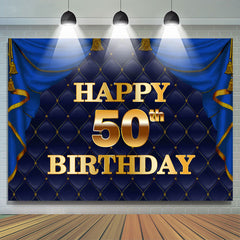 Magnifique toile de fond bleu marine doré joyeux 50e anniversaire