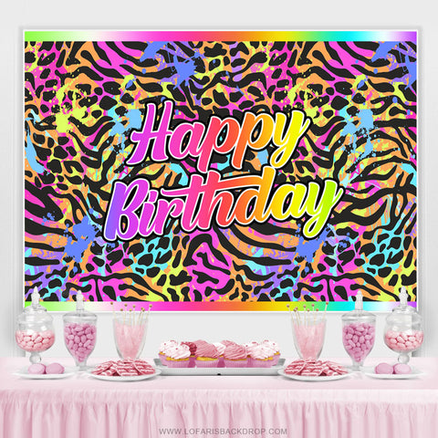 Graffiti coloré léopard joyeux anniversaire toile de fond