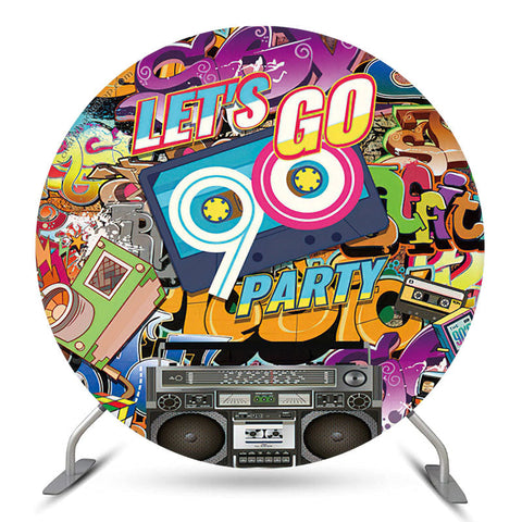 Graffiti Lets Go 90 Anniversaire Toile de Fond Ronde