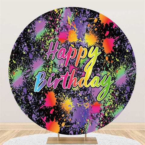 Toile de fond ronde de joyeux anniversaire de thème de graffiti pour la partie