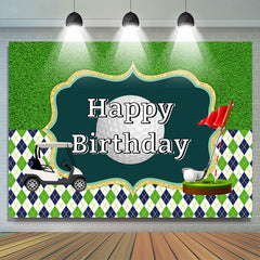 Fond de joyeux anniversaire de parcours de golf vert et scintillant