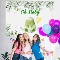 Toile de fond de douche de bébé sur le thème des tortues vertes et scintillantes
