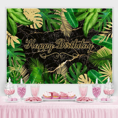 Feuilles vertes et dorées Toile de Fond joyeux anniversaire pour la fête
