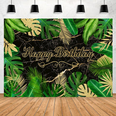 Feuilles vertes et dorées Toile de Fond joyeux anniversaire pour la fête