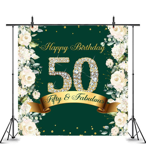 Toile de fond joyeux 50e anniversaire ballon vert et dor¨¦