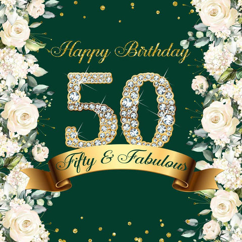 Toile de fond joyeux 50e anniversaire ballon vert et dor¨¦