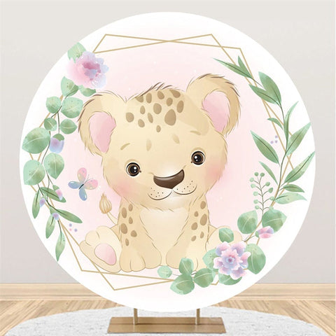 Toile De Fond De Cercle De Baby Shower De Tigre Vert Et Doré