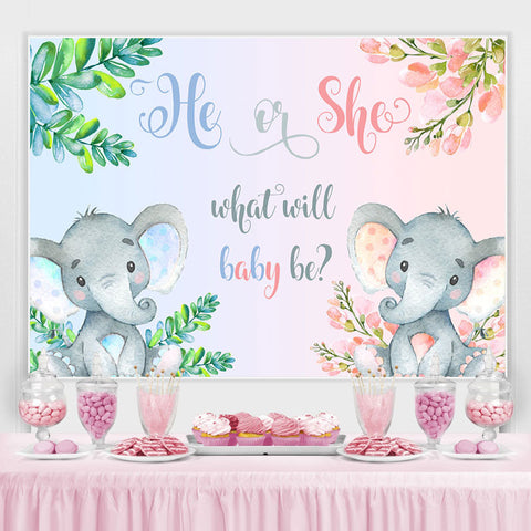 Shower de bébé révélant le sexe de l'éléphant vert et rose