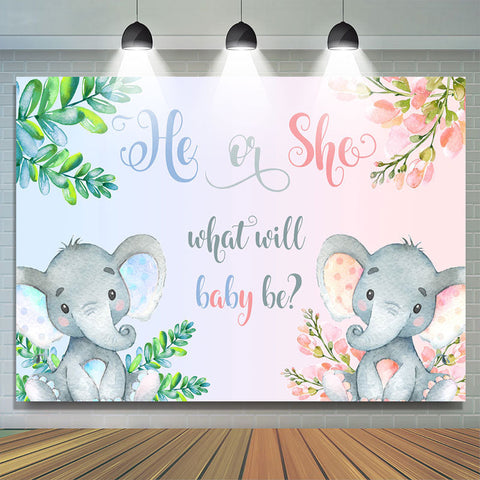 Shower de bébé révélant le sexe de l'éléphant vert et rose