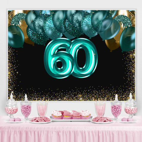 Ballons verts Golden Bokeh 60th Brithday Toile de fond