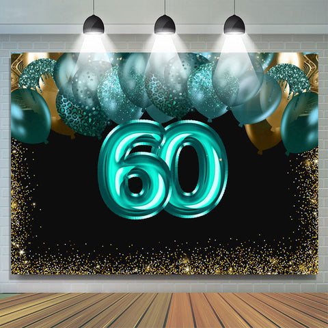 Ballons verts Golden Bokeh 60th Brithday Toile de fond