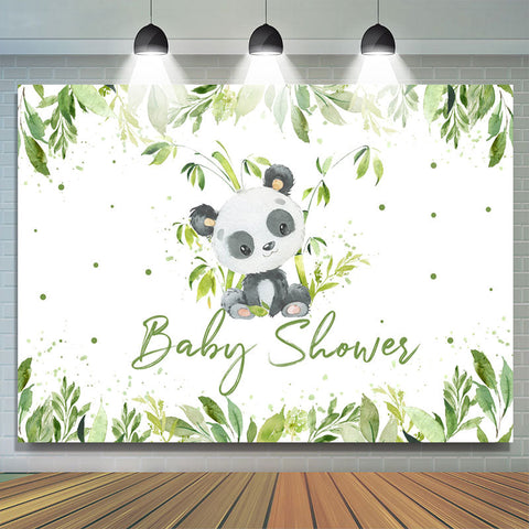 Bambou Boho vert avec toile de fond de douche de bébé Panda