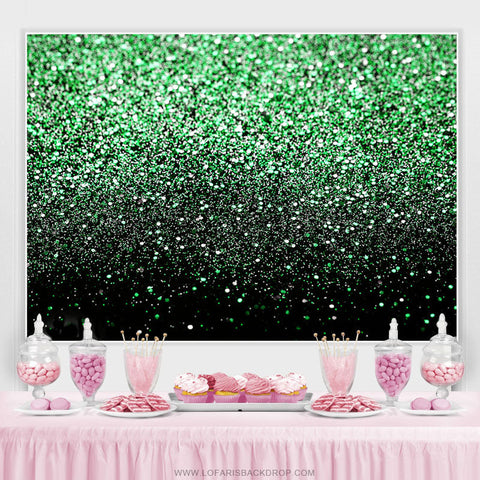 Décors de fête d'anniversaire noir paillettes vert bokeh