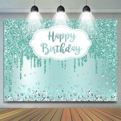 Toile de fond joyeux anniversaire diamant paillettes vert bokeh