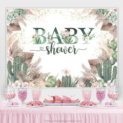 Toile de fond de douche de bébé Boho Floral Cactus vert
